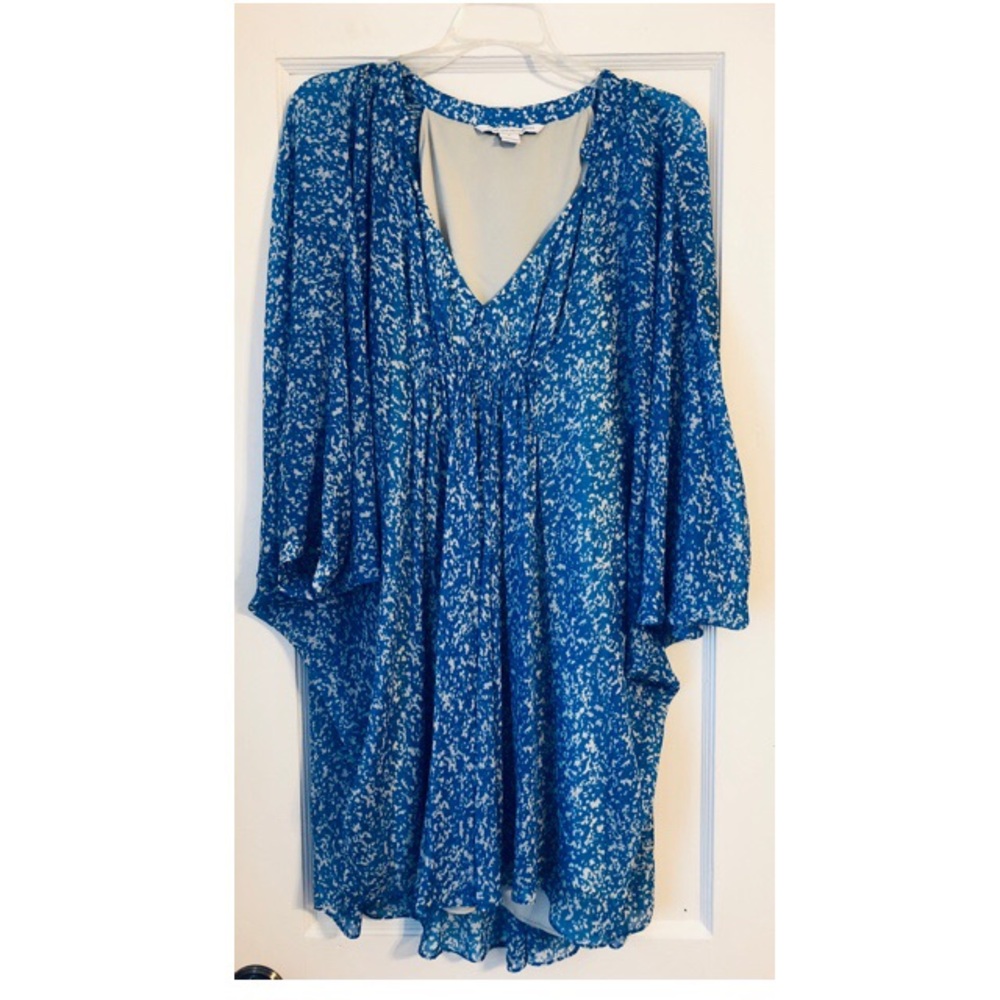 DVF Fleurette Silk Blue Dress - Picture 3 of 8